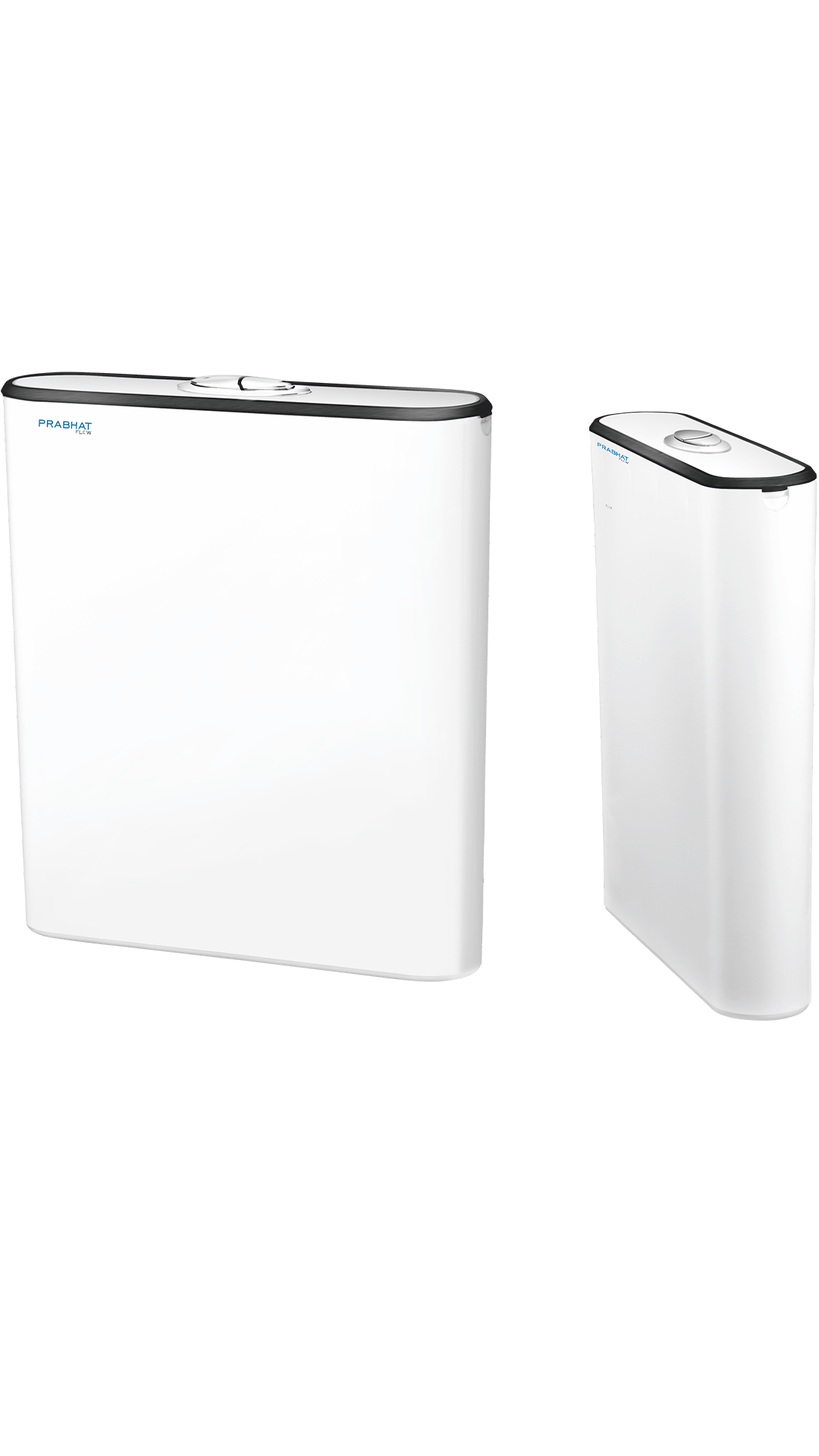 Prabhat Sleek Flushing Cistern With Black Ring - WHITE