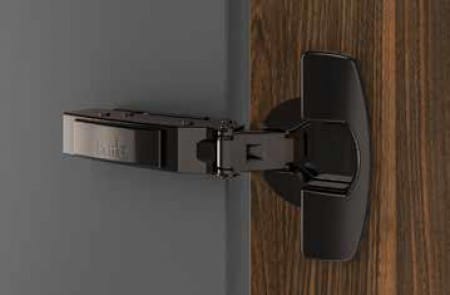 Hettich Obsidian Black Sensys Hinge- 24 Mm- 9.5 Crank With Mounting Plate And Cover Cap