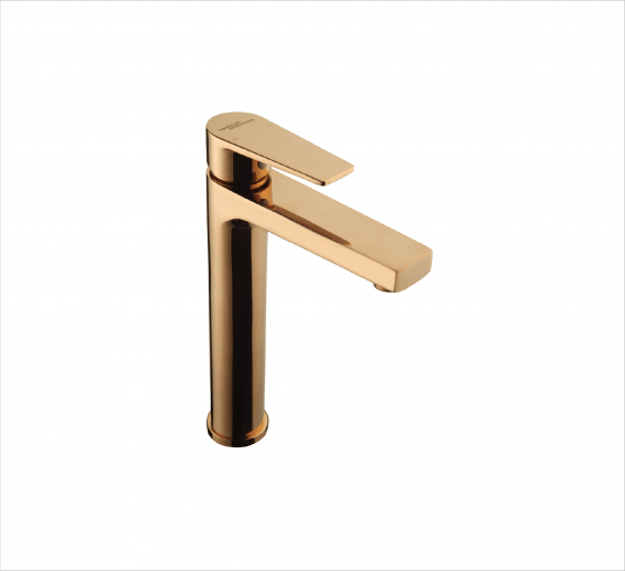 Hindware SINGLE LEVER BASIN MIXER TAP TALL W/O POPUP WASTE IN ROSE GOLD