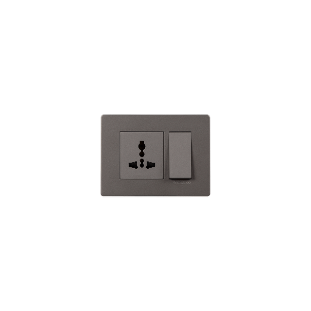 Havells PC Combined Plate Moderna Elephant Grey Moderna Elephant Grey