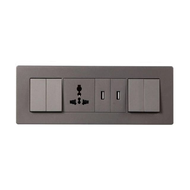 Havells PC Combined Plate Moderna Elephant Grey Moderna Elephant Grey