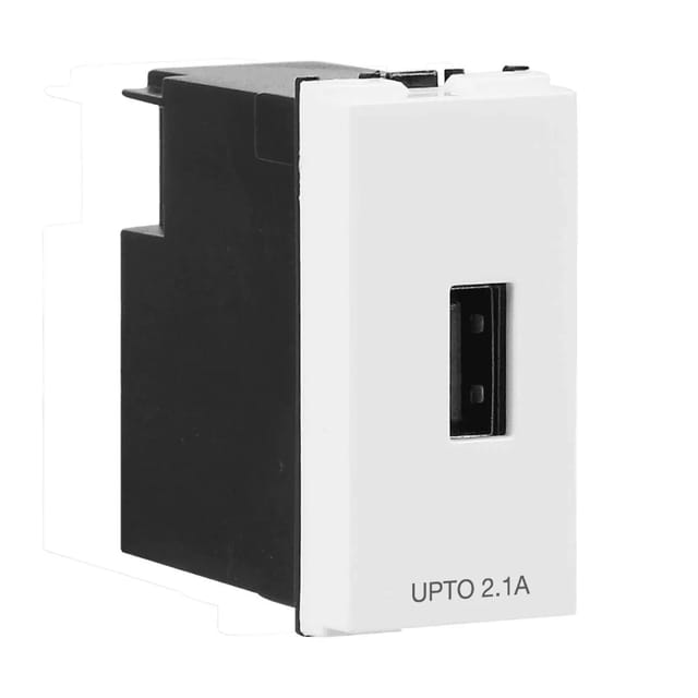 Havells USB Charging Socket Up-to 2.1 A Data Communication Socket White