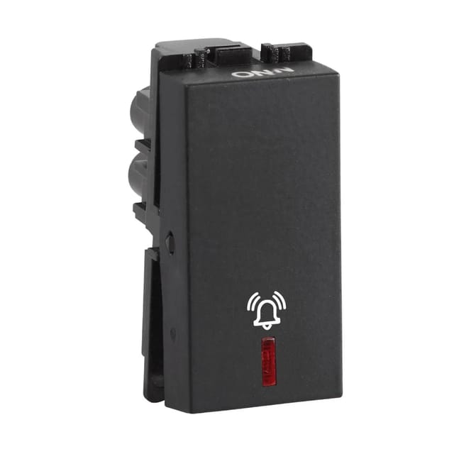 Havells 10 AX Bell push switch with indicator Fabio Series - Switches Velvet Black