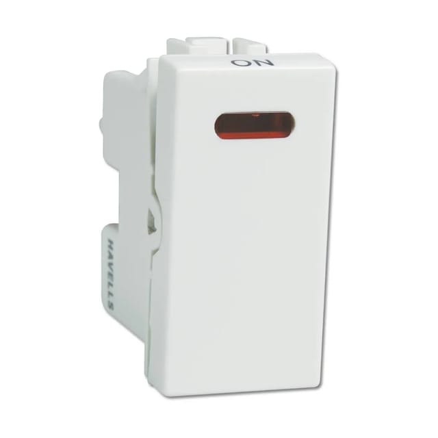 Havells 16 AX 1 Way Switch With Indicator Coral Series - Switches White