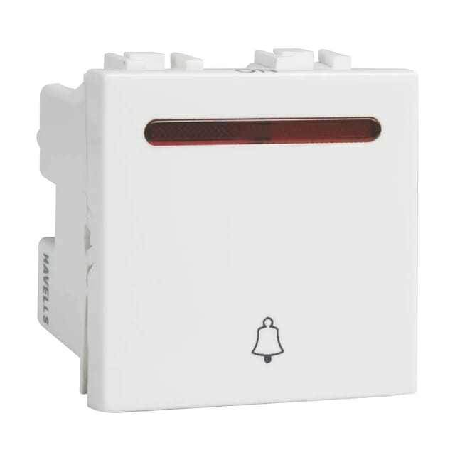 Havells 10 A Mega Bell Push Indicator Switch Coral Series - Switches White