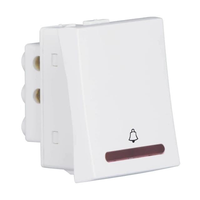 Havells 10 A Mega Bell Push Indicator Athena Classic Switches White
