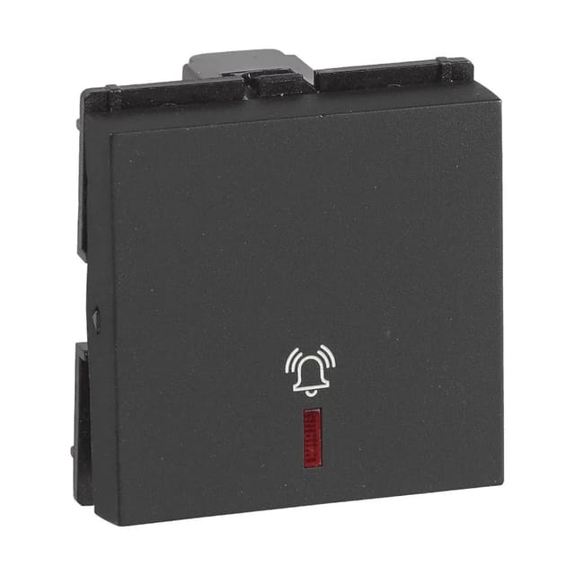 Havells 10 AX Mega bell push switch with indicator Fabio Series - Switches Velvet Black