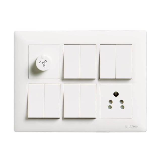 Havells Athena Modular Combined Plates - Classic PC Athena Classic Chalk White Classic Chalk White