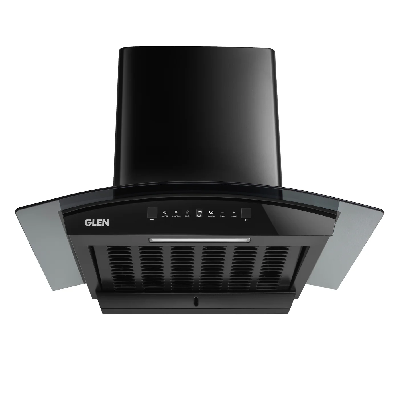 Glen Auto Clean Curved Glass Chimney with BLDC Motor 60/90cm 1400 m³/h -Black (6071R BLDC BL AC)