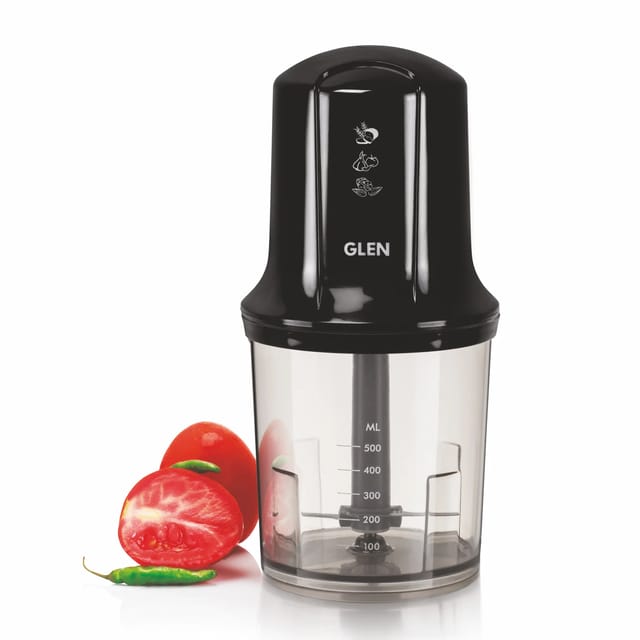 GLEN Electric Vegetable Chopper, Whisking Disc Chops Nuts 0.5 Litres Large Bowl