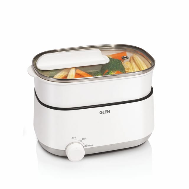 GLEN 3 in 1 Multi Food Steamer - Steam, Cook & Boil, 2 Power Settings, 600W