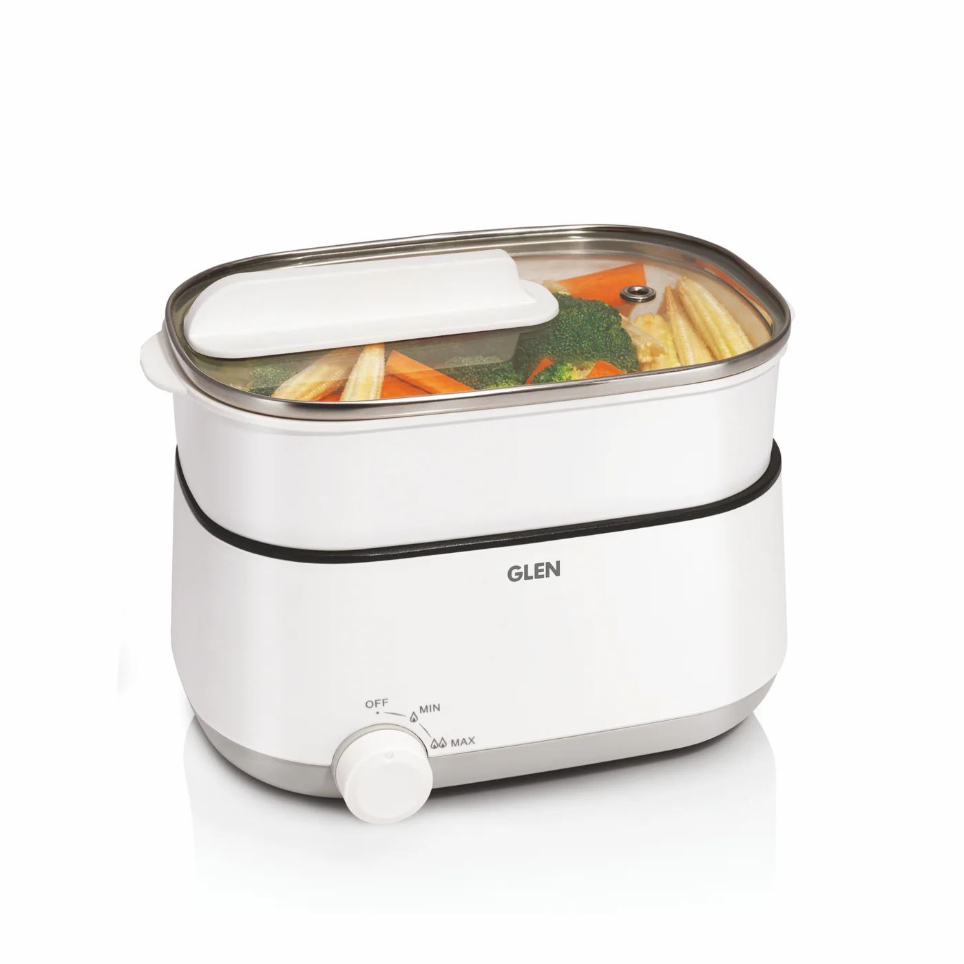 GLEN 3 in 1 Multi Food Steamer - Steam, Cook & Boil, 2 Power Settings, 600W