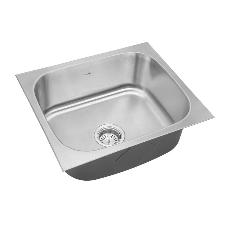 Glen Stainless Steel Grade 304 Sink for Kitchen, Single Bowl Press Sink 24x18x9 inches, Matte Finish